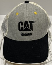 CAT Caterpillar Reman Trucker Hat Mesh Snapback Cap Grey Black White Yellow OSFA