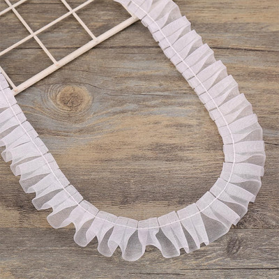 5 Yards 2.5 Cm Spitzenband Gerafftes Rüschen Spitzenborte Elastisches Stoff Spit