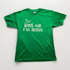 Vintage 90s Hanes Green St Patricks Day T Shirt XL Single Stitch USA Made Irish