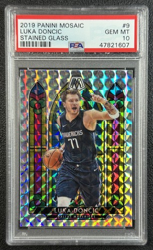 LUKA DONCIC PSA 10 2019-20 PANINI MOSAIC #9 STAINED GLASS PRIZM SP MAVERICKS 607
