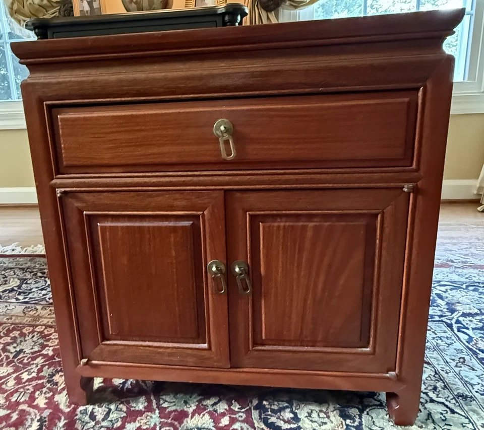 Juego de mesa vintage chino asiático tallado profundo marrón. Juego de madera tallada a mano vintage Foto 2 de 4