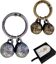 2 Pack Dog  Cat Bells with Engraved Pattern, Extra Loud Brass Bell for Collar