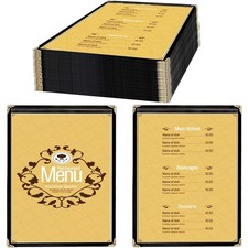 25 Pack of Menu Covers - Single Page, Fits 8.5 x 11 Inch Paper Menu Holder Do...