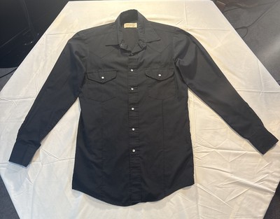 Sheplers Western Button Up Pearl Snap Black Long Sleeve Pit 2 Pit: 20 In L: 31in