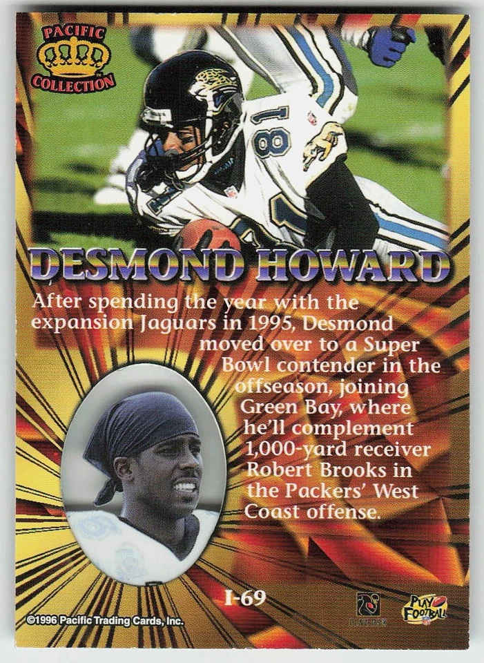 1996 Pacific Invincible #I-69 Desmond Howard FOOTBALL Jacksonville Jaguars - Image 2 of 2