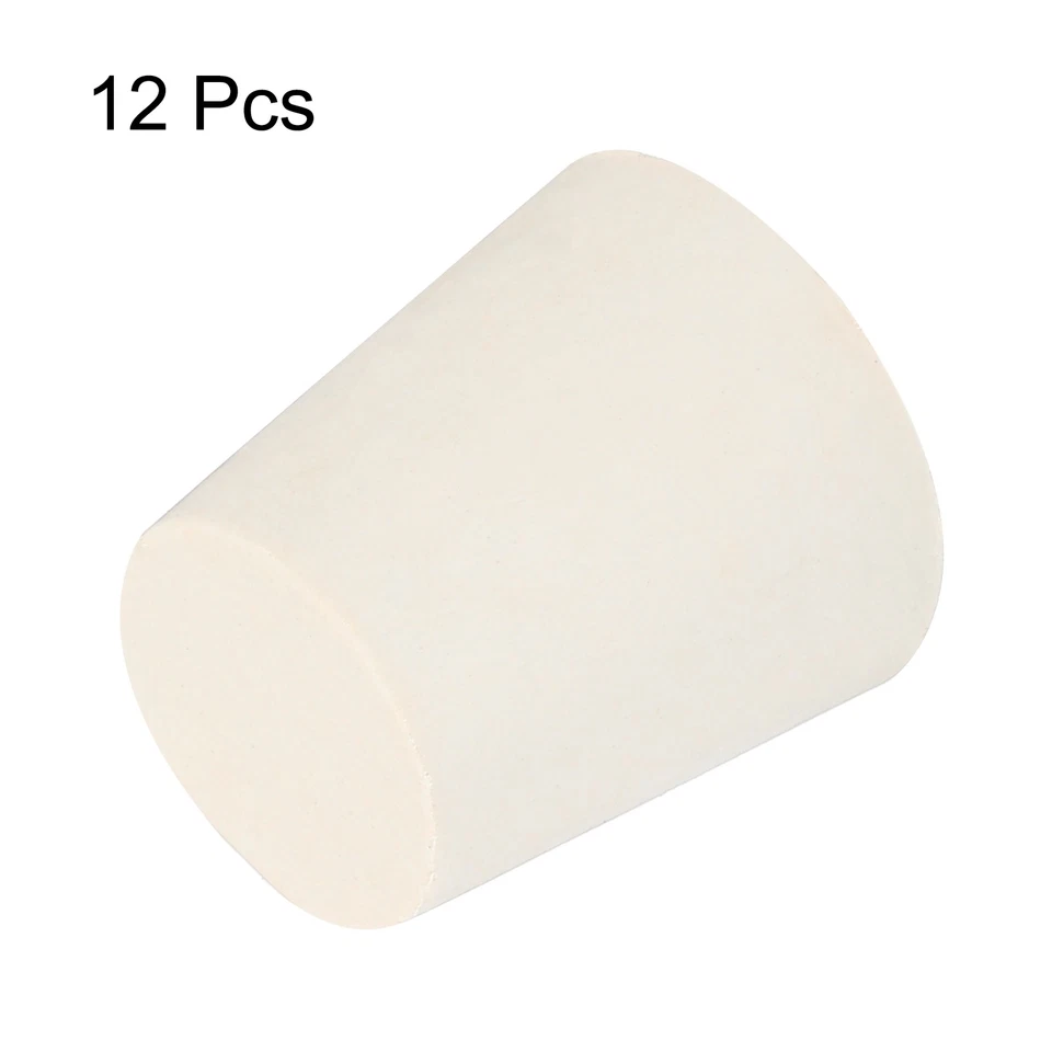 Rubber Tapered Plug 22mm to 28mm Solid Test Tubes Bungs Stopper White 12 Pieces - Изображение 3 из 4