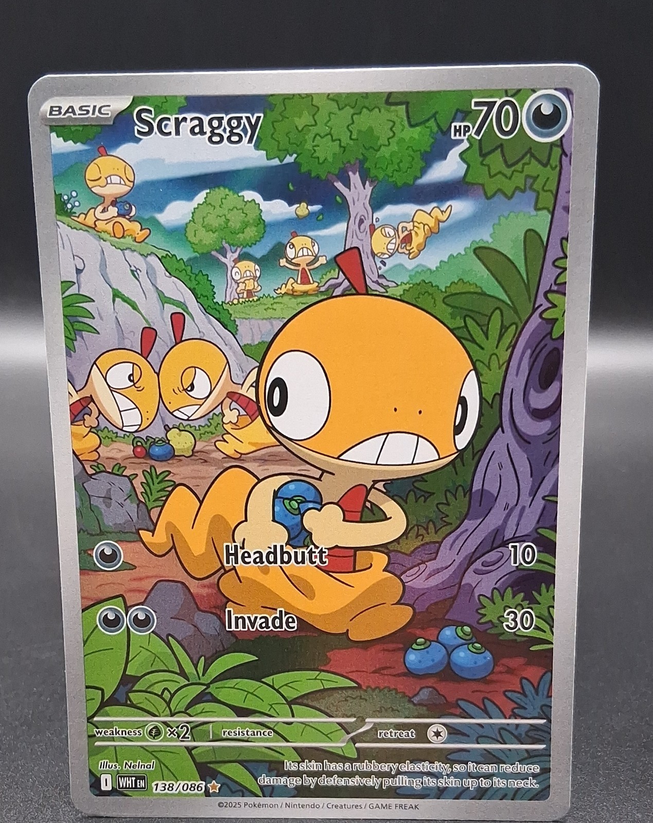 Pokemon Scraggy 138/086 White Flare Holo Illustration Rare Scarlet Violet NM
