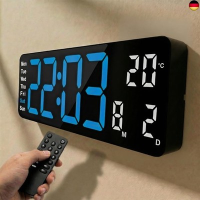 Opis Technology Clock 1 XL - Digitale Wanduhr - Retro LED Wand Uhr mit