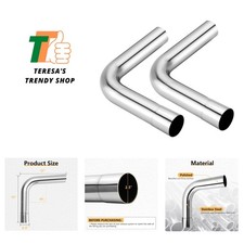 2.5"OD 2 Pcs 90 Degree Exhaust Tube Made of High Quality Stainless Steel DIY