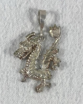Vintage Sterling Silver Dragon Pendant