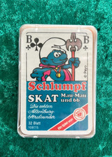 Vintage German Peyo Smurfs Schlumpf SKAT Mini Playing Cards Case Sealed Cards