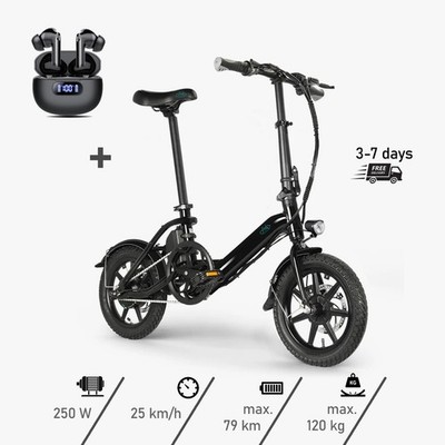 Mini Elektrofahrrad 250w 14 Zoll Klapprad E-Bike 25km/h GPS, App, USB