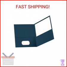 Oxford Twin-Pocket Folders, Textured Paper, Letter Size, Dark Blue, Holds 100 Sh