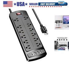 Power Strip, Surge Protector with 12 Outlets and 4 USB Ports, 6 Feet Extensio...