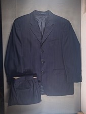 Ralph Ralph Lauren VTG Mens Suit 42R Navy Blue 36x30 Cashmere Gray Pinstripe