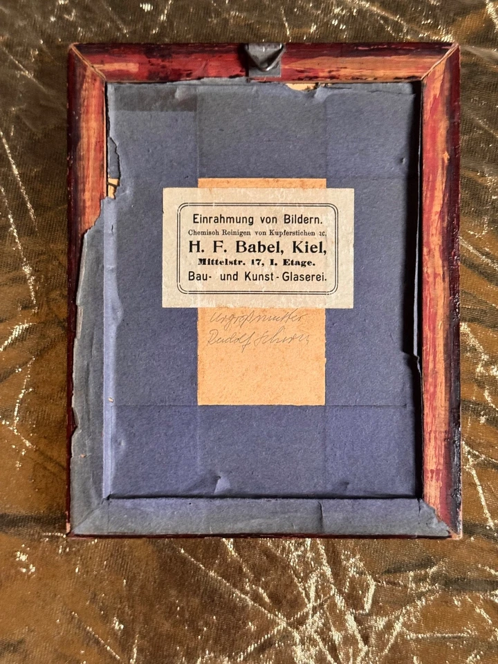 Altes Foto strickende Großmutter Oma gerahmt H.F. Babel Kiel um 1900 - Bild 3 von 4