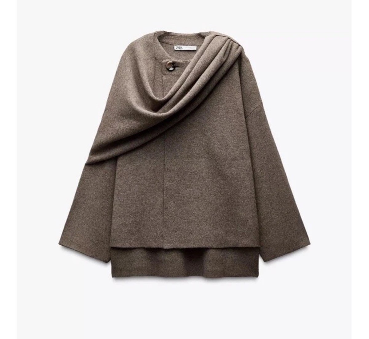 ZARA NEW WOMAN FW24 BNWT SHORT CAPE COAT BROWN TAUPE SIZE L/XL REF