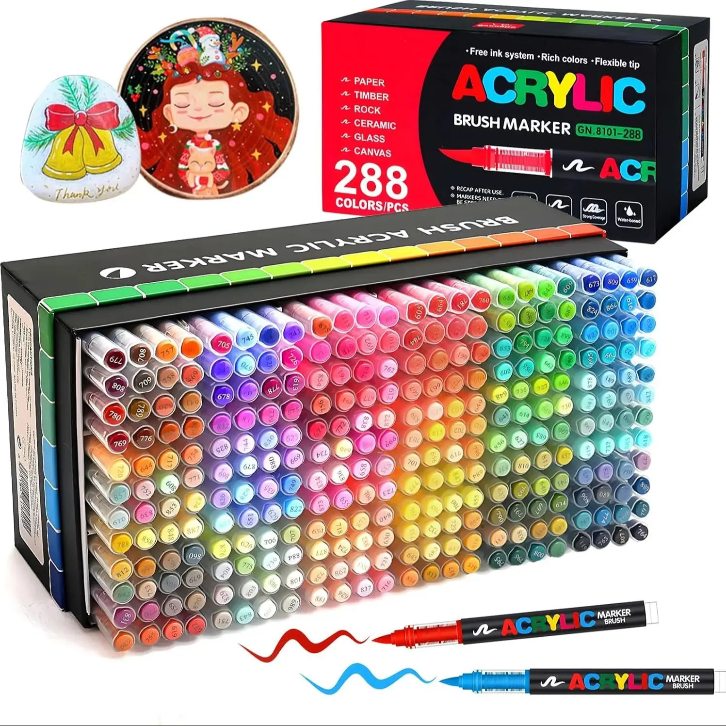 288 Colors Acrylic Paint Markers, Soft Brush Tip Pens and Ma