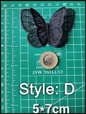 Black Butterfly Lace Appliqué Moth Fabric Motif Sequin Layer Gothic Sew On Patch