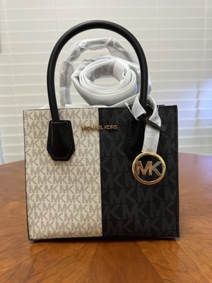 MICHAEL KORS MERCER MEDIUM SMALL MESSENGER CROSSBODY BAG MK BLACK WHITE CREAM