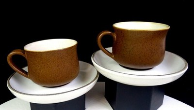 Denby Langley Porcelain Potpourri White 4 Pce 2 1/2'' Cup & Saucer Sets 1974-1981