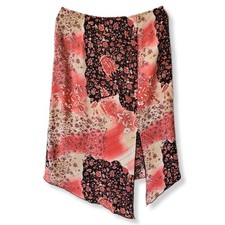 Vtg 90s Y2K Floral Split Hem Midi Skirt 10 Hippie Boho Whimsigoth Patchwork USA