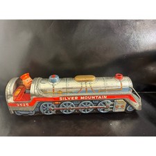 Vintage Silver Mountain 3525 Tin Litho Battery Operated Train Engine Toy Japan