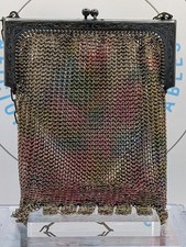 Vintage 1920sWhiting Davis metal ring mesh purse. rainbow colored. STUNNING