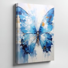 Wall Art A Single Large Butterfly Painted in a Loose Abstract Watercolor Canvas