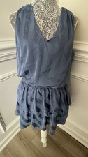 Do + Be Womens Blue Ruffled Sleeveless Dress Size M