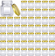100 Mini Hexagon Glass Jars 1.5Oz with Lids for Wedding Favors  Crafts