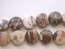 BRECCIATED JASPER 12 mm FLAT ROUND SEMI PRECIOUS BEADS  sp455