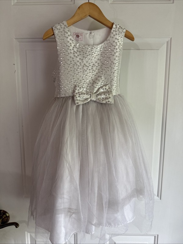 Marmellata Classics Girls Dress Sz 6 Holiday Christmas Pageant Silver Sparkle