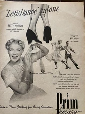 Betty Hutton, Prim Hosiery, Nylons, Stockings, Full Page Vintage Print Ad, aa
