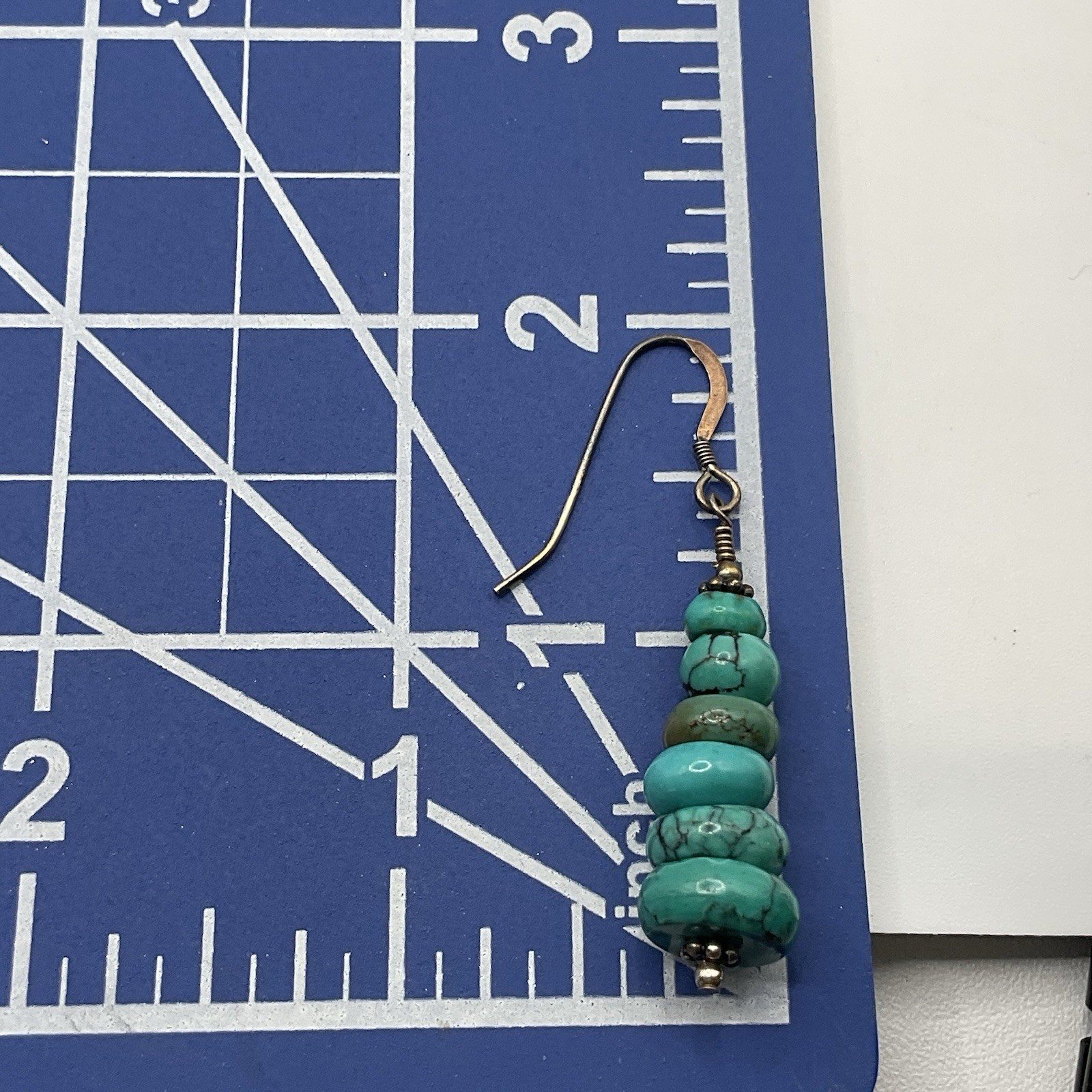 Vtg Sterling Silver Turquoise Stack Beaded Drop E… - image 7