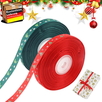 2Er-Rolle Schleifenband Weihnachten,22M Dekoband Weihnachten10Mm Geschenkband Ro