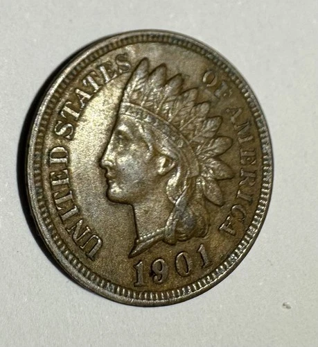 1901 Indian Head Cent Fine Bronze Penny 1c Coin Collectible