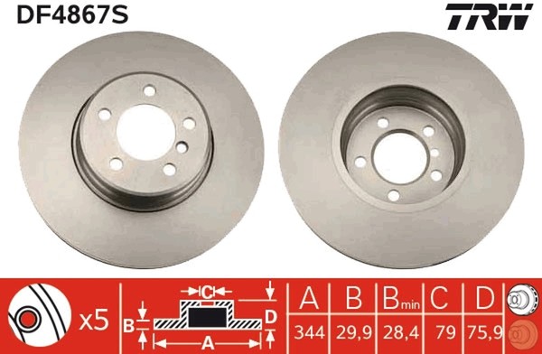 2X Bremsscheibe TRW Single DF4867S FüR Rover Range L322 Landrover 3 4X4-image