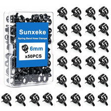 50Pcs 1/4Inch 6Mm Spring Band Hose Clamps, Black Fuel Line Hose Clamp Low Pres