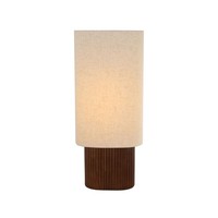 Tischlampe Holz Leinen Natur Skandinavisch H:70 Cm E27 Tischleuchte Nachttisch