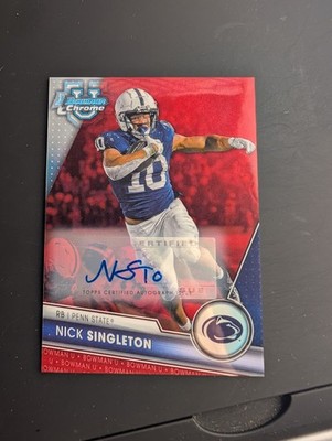 Nick Singleton Red Auto /5 2023 Bowman Chrome U University Penn State