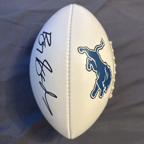 Barry Sanders Signed Franklin Detroit Lions White Logo Football - 5 star  COA
