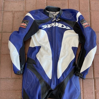 Spidi Leather Motorcycle Race Suit Size 50 Blue Suzuka Circuit