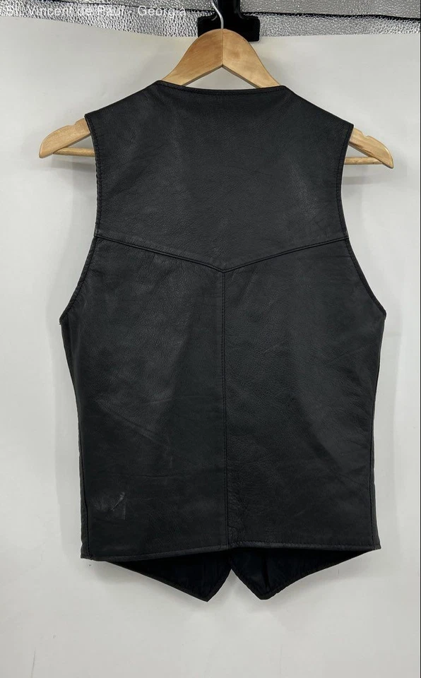Excelente Chaleco de Cuero Vintage Floral Para Mujer XS Negro Hecho en EE. UU. Foto 4 de 4