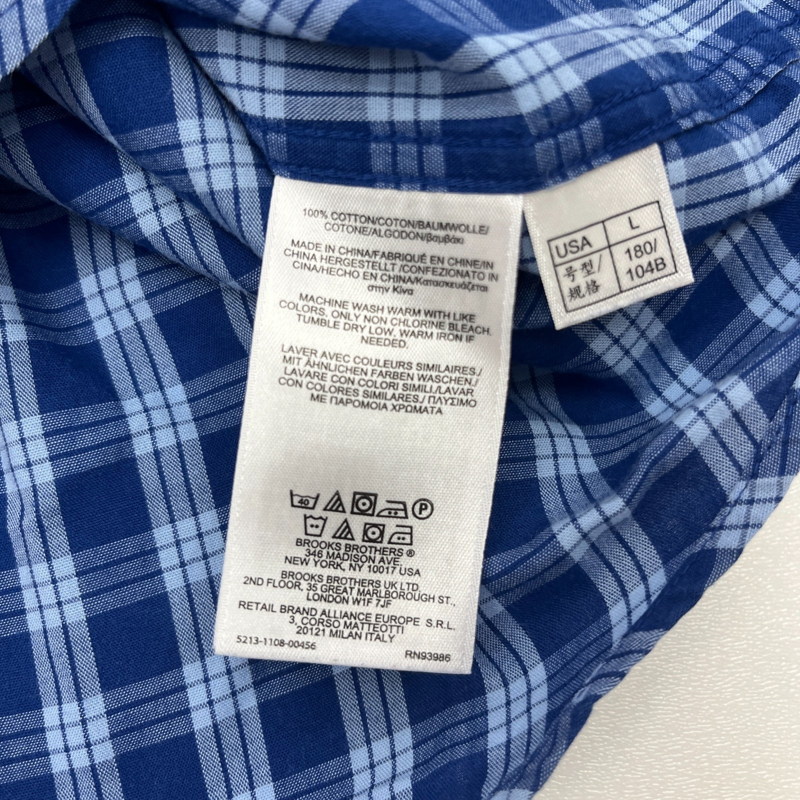 Brooks Brothers 346 Mens L Shirt Blue Plaid Long Sleeve Button Down Embroidered thumbnail 13