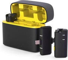 Dual Mini Lavalier Lapel Microphone iPhone Android 80ft 8hr