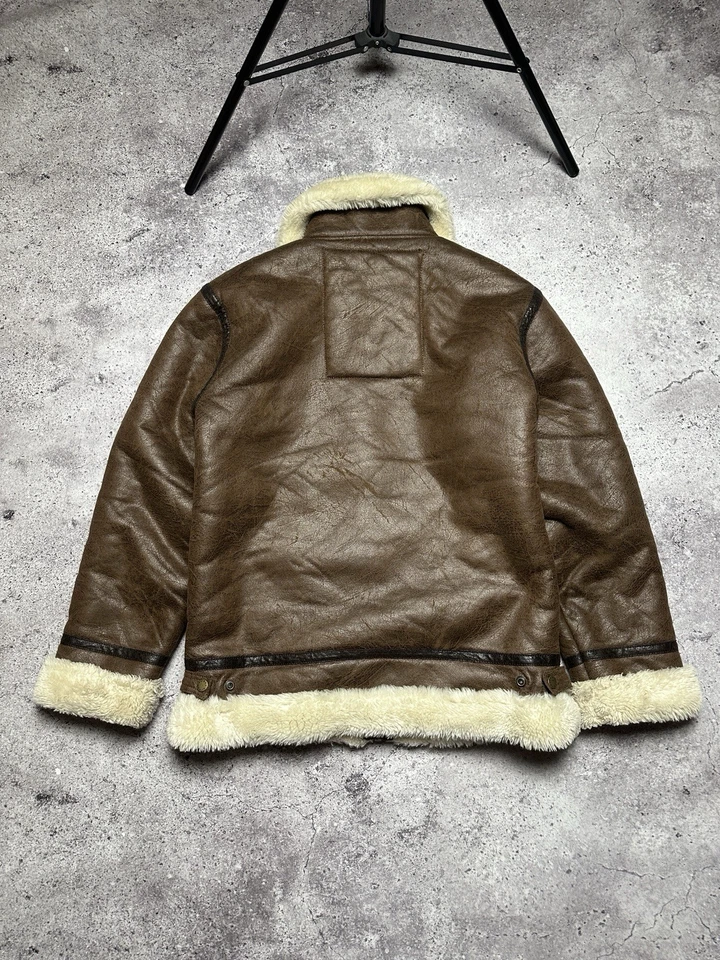 Alpha Industries B-3 Flying Faux Shearling Sheepskin Brown Jacket Mens M Size - Image 4 of 4