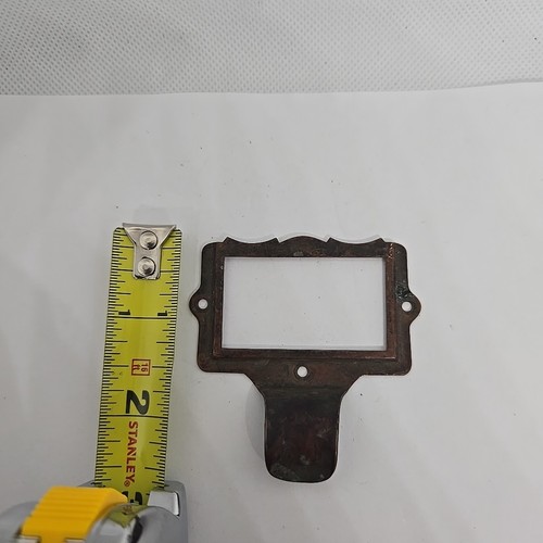 Antique Original Brass Label Holder Drawer Handle Authentic - Picture 3 of 3