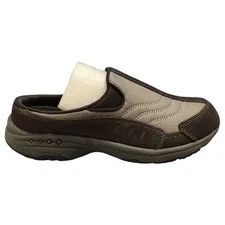 Easy Spirit Traveltime Clogs Womens US 7.5M Gray Leather Wedge Comfort Slip On