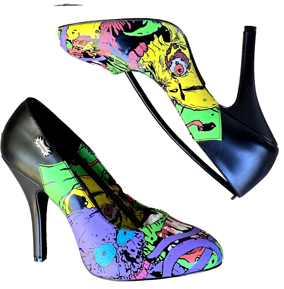 Bombas de salto Demonia Zombie 03 gótico/punk 4,3/4" tamanho 8,5 - Imagem 2 de 4